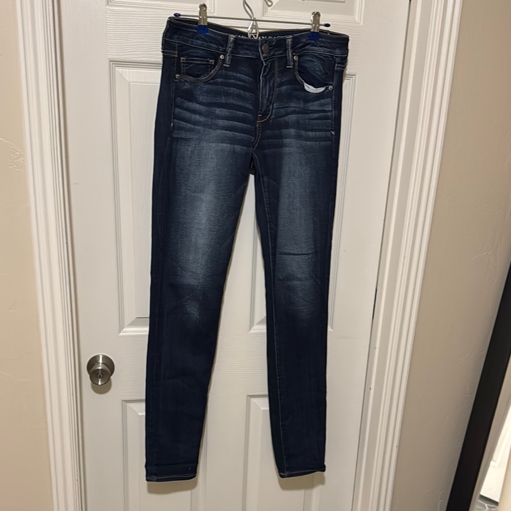 American Eagle Outfitters Blue Skinny Jeans with Faded Indigo
